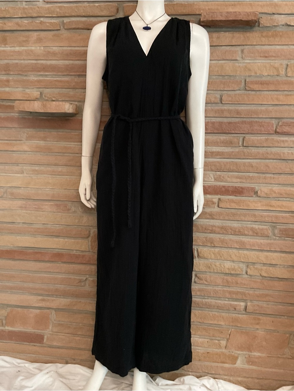 Black Cotton Jumpsuit Romper Sleeveless Wide Leg Universal Thread Small